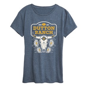 Women's - Yellowstone - Dutton Ranch Steer Skull with Flowers Short Sleeve Graphic T-Shirt - 1 of 4