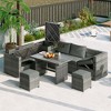 COWLOWN Beige 6-Piece Outdoor PE Rattan Patio Furniture Set with Adjustable Sofa, Storage Box, Tempered Glass Table & Removable Cushion Covers - 2 of 4