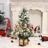 Artificial Christmas Tree Pre-Lit Christmas Tree with Snowflakes and Red Berries, Christmas Tree with White Elk Base for Home, Porch, Office - 2 of 4