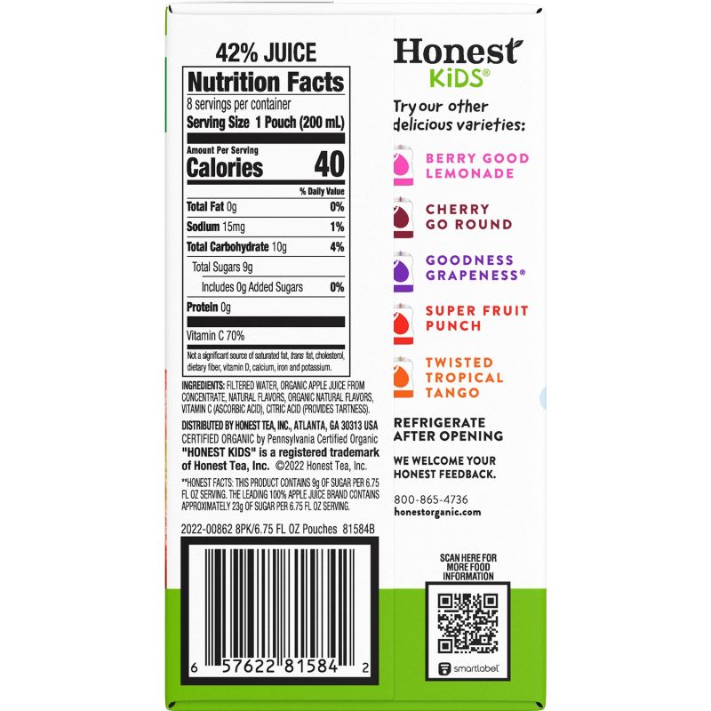 Honest Kids Appley Ever After Organic Juice Drinks - 8pk/6.75 fl oz Pouches, 5 of 8