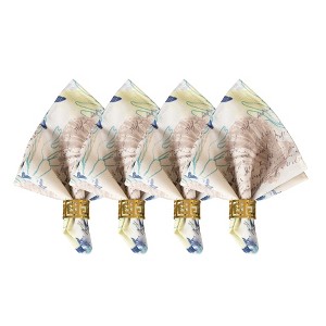 Seabiscuit Coastal Indoor/Outdoor Spring/Summer Cloth Napkins, Set of 4  - Multicolor - 17x17 - Elrene Home Fashions - 1 of 3