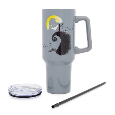 Gray and Black Stainless Steel Travel Tumbler with Handle