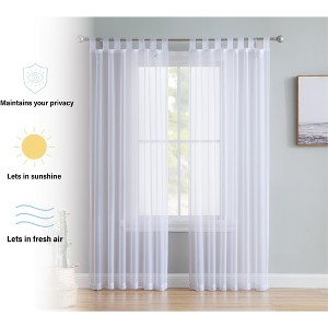 HLC.ME Tab Top Window Curtain Sheer Voile Panels for Living room & Bedroom, Set of 2 - 1 of 4