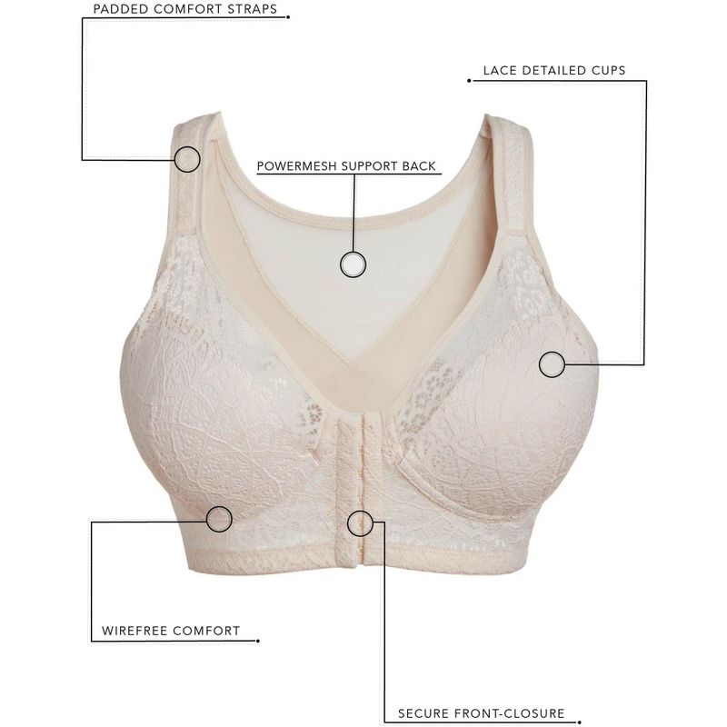 Leading Lady The Nora - Shimmer Support Back Lace Front-Closure Bra, 4 of 4