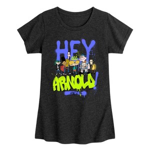 Girls' - Hey Arnold! - Arnold and Gerald Skateboard Fitted Short Sleeve Graphic T-Shirt - 1 of 3
