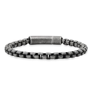 Steeltime Men's oxidized stainess steel round box chain bracelet - 1 of 4