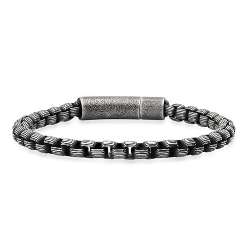 Steeltime Men's oxidized stainess steel round box chain bracelet - image 1 of 3