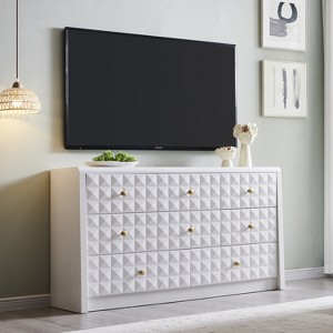 SinCiDo 8 Drawer Dresser for Bedroom, 56" Wide Mid Century Modern Dresser, Wood Chest of Dressers with Diamond Panel Decoration - 1 of 4