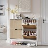 Shoe Cabinet Storage for Entryway, Hidden Shoe Cabinet with 4 Flip Drawers, Freestanding Shoe Organizer with Adjustable Shelves and Metal Legs - 2 of 4
