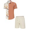 Men's Hawaiian Shirt 2 Pieces Sets Floral Printed Short Sleeve Shirts and Shorts Summer Beach Outfits with Pockets - image 2 of 4