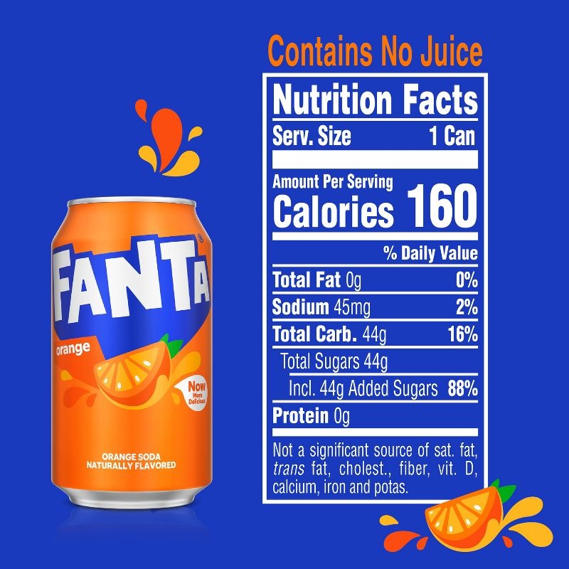 Fanta Orange Soda - 12pk/12 fl oz Cans, 6 of 9