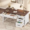 53.5" Executive Desk with Power Outlet, Home Office Desk with Drawers, Wooden Work Desk with File Cabinet, Computer Desk for Work, Study, Writing - 2 of 4