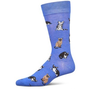 Memoi Men's Multi Cat Rayon From Bamboo Crew Socks Surf the Web 10-13 - 1 of 4