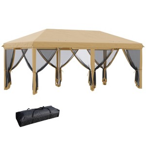 VisioGear 10'*20' Pop Up Canopy Tent with Netting, Heavy Duty Instant Sun Shelter with Carry Bag for Patio, Beige, 230.25"*116.25"*106.25" - 1 of 4