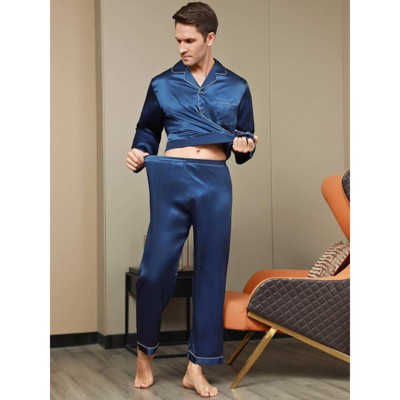 SilkSilky Men's Lapel Pajama Set 2Pcs