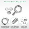Unique Bargains Stainless Steel Durable Rust-Resistant Eyebolts with Nuts Washers Male Screw for Fastening 10 Pcs - 2 of 4