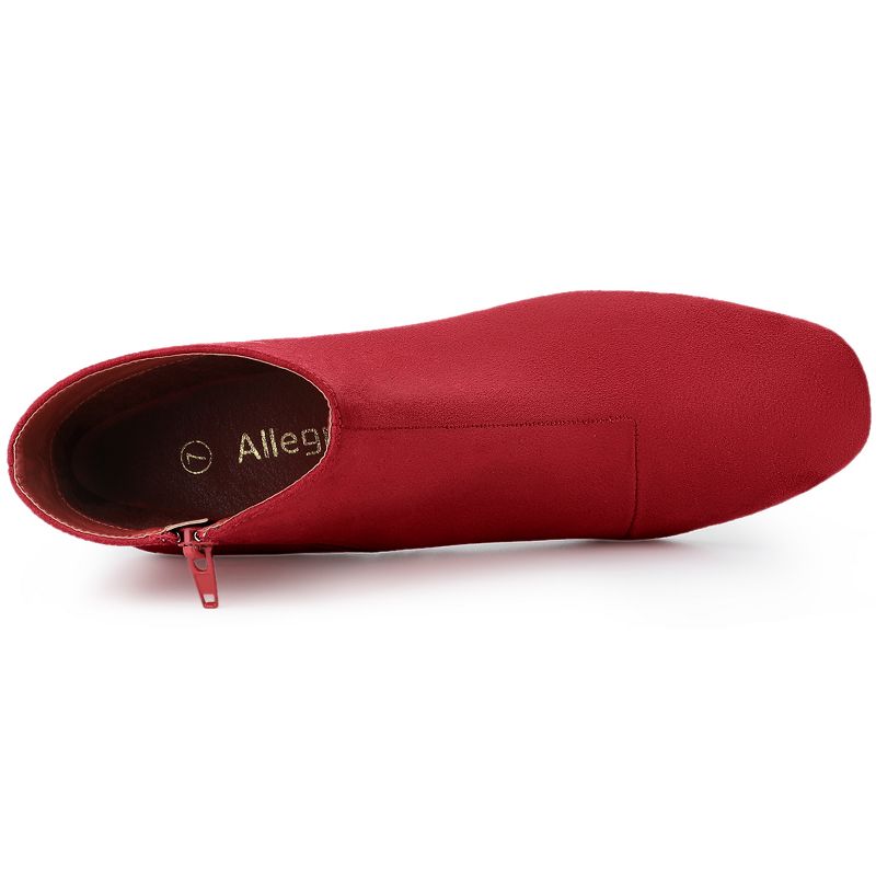 Allegra K Women's Dress Side Zip Chunky Heel Ankle Boots, 4 of 8