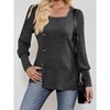 Women Square Neck Tops Long Sleeve Split Sweater T-Shirt Casual Blouses Knit Tops - 3 of 4