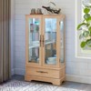 FONTOI Corner Curio Cabinet with Adjustable Shelves, Display Storage with 2 Doors,1 Drawer for Living Room, Oak, 11.81"*47.44"*25.98" - 4 of 4
