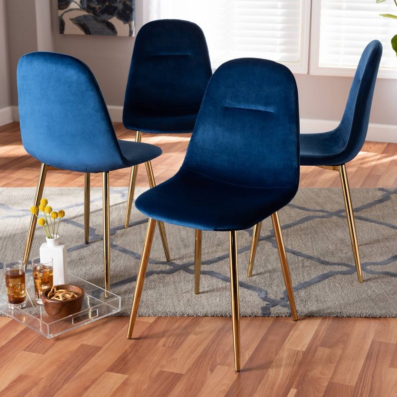 Set of 4 Elyse Velvet Upholstered Metal Dining Chairs - Baxton Studio, 6 of 9