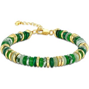 Colorful 18K Gold Plated Bracelets for Women with Beaded Stone Design, Stack Bangle Jewelry Set for Fashion Gifts - 1 of 4