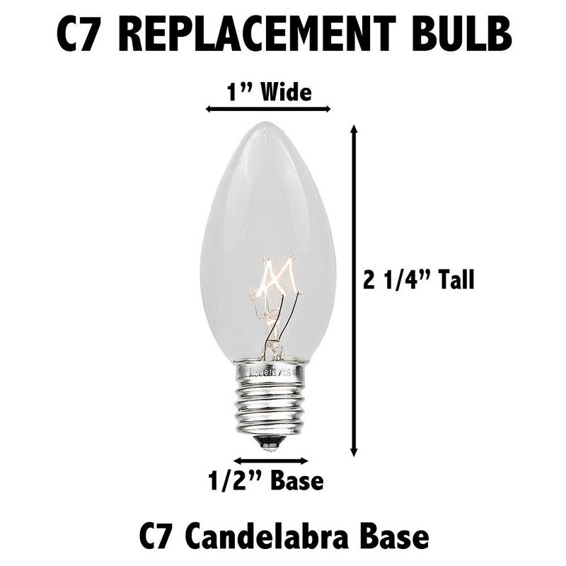 Novelty Lights Twinkle C7 Incandescent Traditional Vintage Christmas Replacement Bulbs 25 Pack, 3 of 6