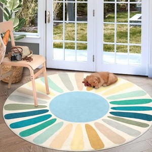 Coucheta Area Rug Machine Washable Non-Slip Modern Minimalist Accent Carpet for Living Room Bedroom Entryway,Multi-Color & Size - 1 of 4