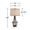 Franklin Iron Works Louanne Industrial Table Lamp 29" Tall Oil Rubbed Bronze with USB Cord Dimmer Burlap Linen Drum Shade for BBedroom Living Room - 4 of 4