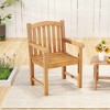 Costway 1/2/4 PCS Teak Wood Patio Dining Chair Outdoor Armchair with Slatted Seat & Solid Legs - 4 of 4