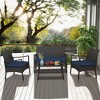 Tangkula 8 Pieces Outdoor Patio PE Wicker Sofa w/ Tempered Glass Coffee Table for Porch & Backyard - 3 of 4