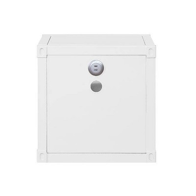 Contemporary White Metal Nightstand with USB and Recessed Panels