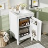 FAMYYT 20 in. Single Sink Freestanding White Bath Vanity with White Ceramic Top, U-Shaped Shelf, Door Racks, Soft Close Door - 3 of 4