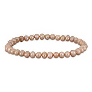 EVERLY JEWELRY |5-5.5mm Freshwater Pearl Elastic Bracelet - Multiple Pearl Color Options. - 1 of 4