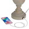 Regency Hill 30" Tall Urn Large Traditional End Table Lamp USB Port Gray Wash Single White Shade Living Room Charging Bedroom Bedside Nightstand House - 4 of 4