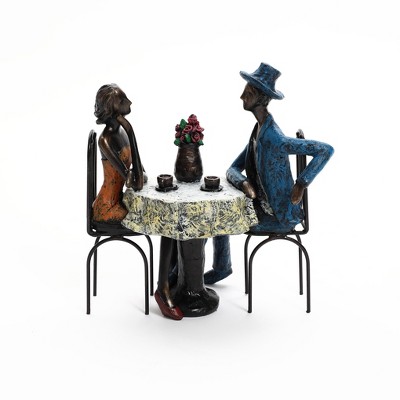 LuxenHome 9.4" LuxenHome Modern Brown Polyresin Couple Date Night Tabletop Home Decor Multicolored
