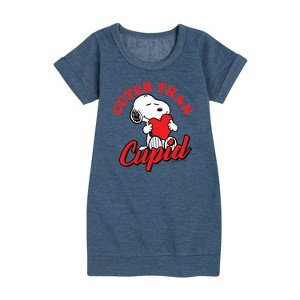 - Peanuts - Cuter Than Cupid Graphic Short Sleeve Fleece Dress - 1 of 4