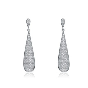 Guili Sterling Silver Cubic Zirconia Elongated Earrings, A Sleek and Contemporary Design to Elevate Your Everyday Elegance with a Modern Touch - 1 of 3
