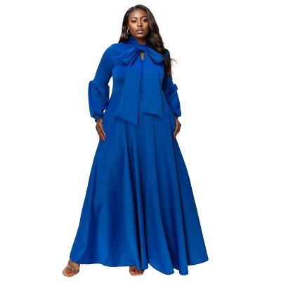 L I V D Women's Bella Donna Dress with Ribbon and Bishop Sleeves