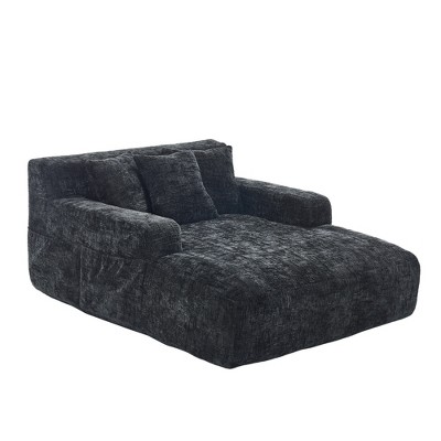 Lyngins Chenille Bean Bag Sofas for Kids and Adults,Comfy Lazy Sofa Chairs with 3 Pillows and Armrests for Living Room