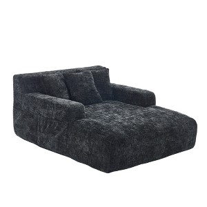 Lyngins Chenille Bean Bag Sofas for Kids and Adults,Comfy Lazy Sofa Chairs with 3 Pillows and Armrests for Living Room - 1 of 4