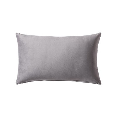White and Gray Embroidered Cotton Throw Pillow 12x20