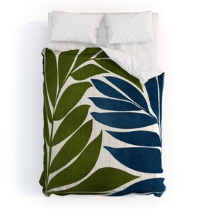 Deny Designs 3pc Full/Queen Modern Tropical Deep Woods Comforter and Pillow Sham Set Blue: Non-Woven, Machine Washable, Abstract Design - 1 of 4