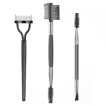 3-Piece Set: Eyebrow brush, stainless steel eyelash separator, dual-ended brow comb & lash spoolie