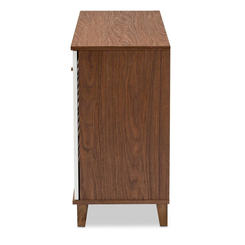 Coolidge 8 Shelf Wood Shoe Cabinet White/Walnut - Baxton Studio, 5 of 11