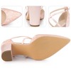 Perphy Women's Pointed Toe Criss Cross Straps Chunky Heel Lace Pumps - 4 of 4