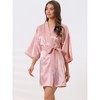 cheibear Women's Bridal Party Tie Waist Satin Robe Pajamas - 2 of 4