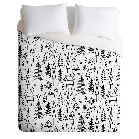 Heather Dutton Winter Wonderland White Duvet Cover Set Black White