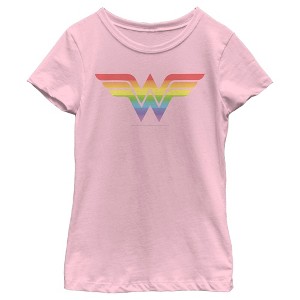 Girl's Wonder Woman Rainbow Classic Logo T-Shirt - 1 of 4