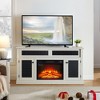 58" TV Stand with 23" Electric Fireplace Insert, Embossed Pattern Media Console with Sliding Door, Open and Closed Storage for Living Room or Bedroom - 2 of 4