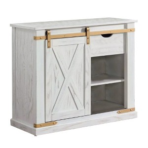 Royal Hampton Farmhouse Sofa Table, Barn Door Storage, Gold, White, 36 Inch - 1 of 4